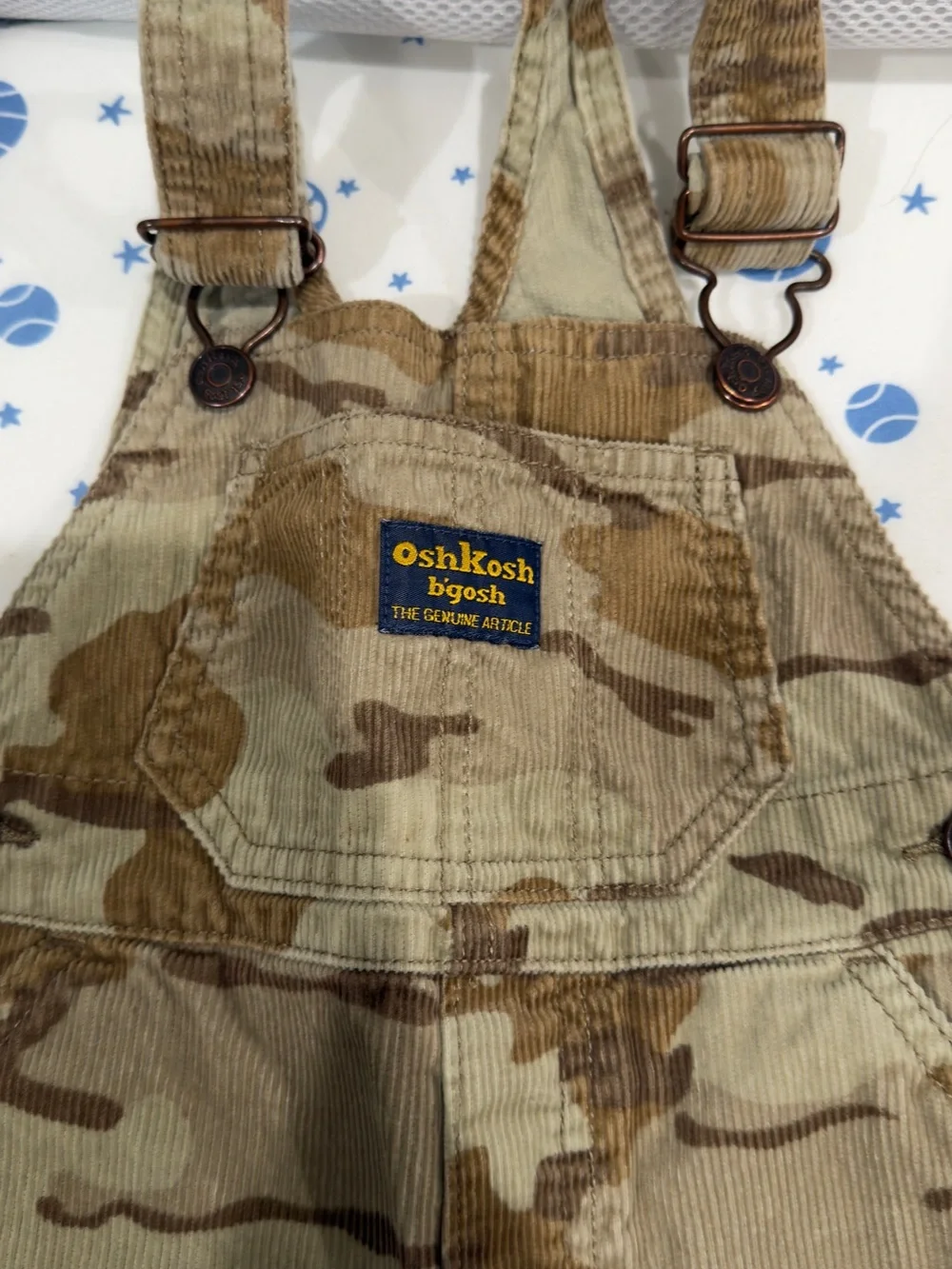OshKosh B'gosh Camouflage Corduroy Overalls in Brown and Cream